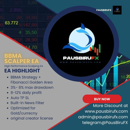 🔥Latest PausBiruFX BBMA + Golden Area Fibonacci Metatrader Expert Advisor EA Forex Autotrade gold xauusd propfirm ftmo