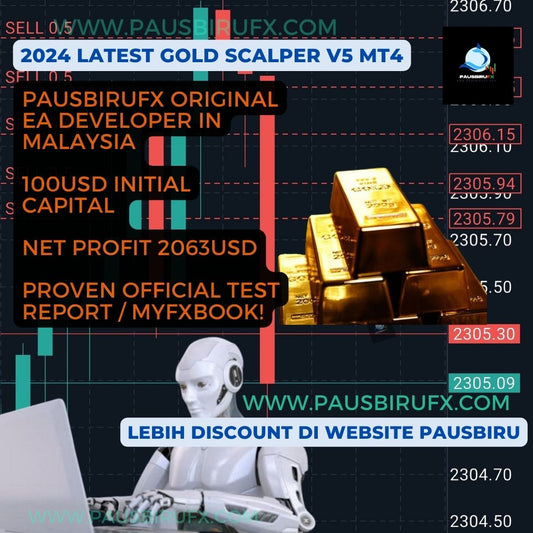 🔥 Latest Gold Scalper PausBiruFX 🔥 XAU V5 Scalping Trader Profit Expert Advisor EA MT4 Robot Forex RSI BBMA Engulfing FX